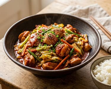 Koreai fűszeres csirke wok (Dakgalbi) | 20 perces vacsora