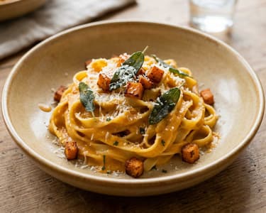Édesburgonyás tagliatelle | Krémes zsályás olasz tészta