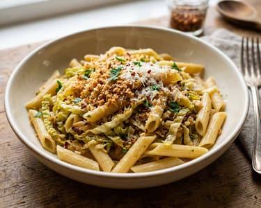 Olasz kelkáposztás penne | Ropogós fűszeres morzsával