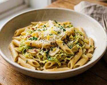 Olasz kelkáposztás penne | Fokhagymával és parmezánnal