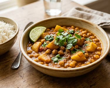 Burgonyás csicseriborsó curry | Fűszeres Aloo Chana