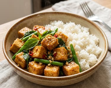 Thai Basil Tofu in a Wok | 15-Minute Dinner