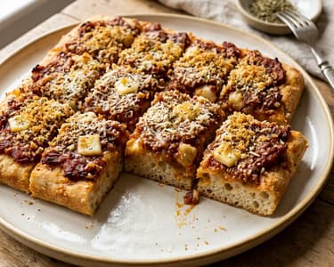 Sfincione Palermitano with Pecorino | Sicilian Cheese Flatbread Pizza