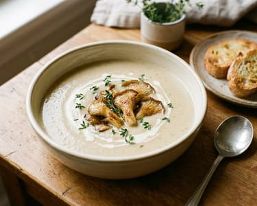 French Oyster Mushroom Velouté | Silky and Aromatic Autumn Soup