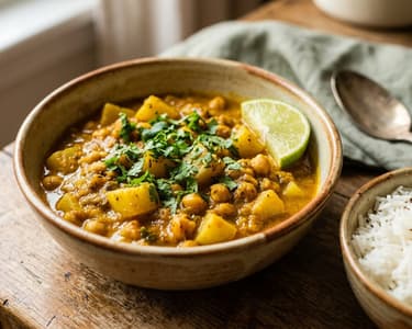 Karalábés csicseriborsó curry | Aromás indiai egytál