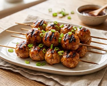 Füstös BBQ csirkefasírt nyárs | Szaftos grill húsgolyók