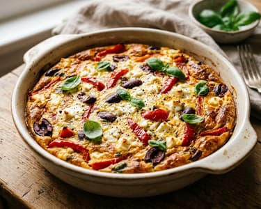 Mediterranean Roasted Pepper Frittata | Creamy Oven Bake