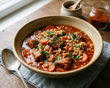 Alföld-Style Pork Stew with Pearl Barley | Hearty Rustic One-Pot Meal