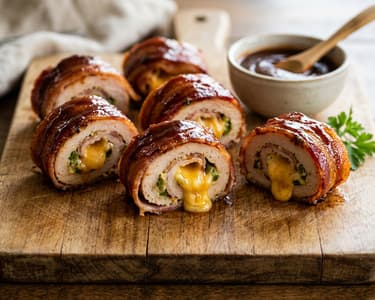 Füstös BBQ pulykatekercs cheddarral és baconnel | Szaftos göngyölt grill