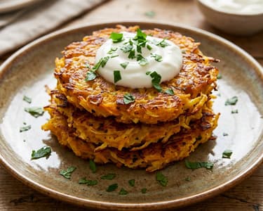 Crispy Pumpkin Fritters with Garlic Sour Cream | Autumn Vegetable Main Dish