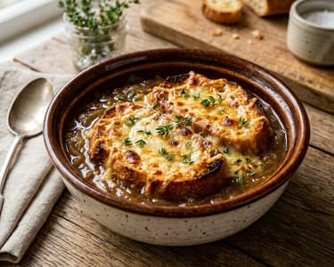 Northern French Beer Onion Soup | With Crispy Cheesy Baguette