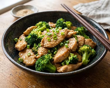 Chinese Chicken and Broccoli in a Wok
