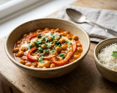 Chickpea tikka masala with fragrant basmati rice