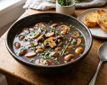 Burgundy Red Wine Mushroom Soup | Rich Autumn French Soup