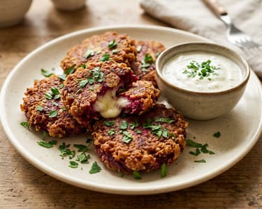 Crispy Homemade Beetroot Patties with Garlic Sour Cream | Autumn Delicacy