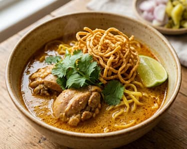 Thai Khao Soi Chicken Soup | Creamy and Crispy Asian Noodles