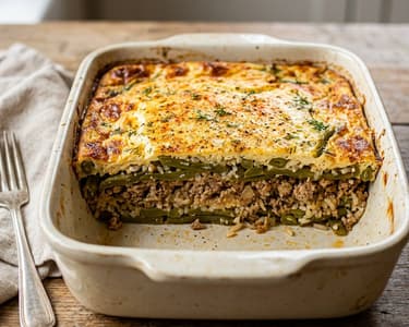 Home-style Layered Green Beans with Minced Pork | Juicy Hungarian Casserole