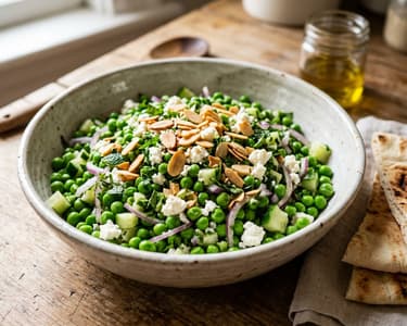 Middle Eastern Minted Green Pea Salad | With Toasted Almonds