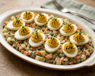 Classic Deviled Eggs with French Salad | Creamy Cold Platter