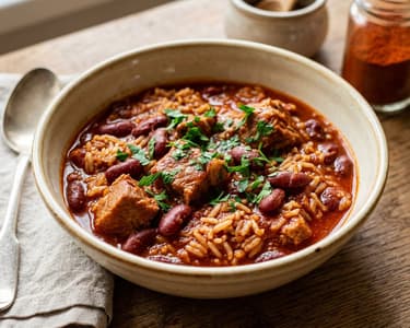 Bácska pork and rice with beans | Juicy Hungarian one-pot meal