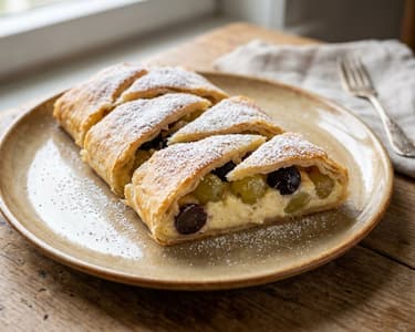 Grape and Curd Cheese Strudel | Crispy Autumn Pastry