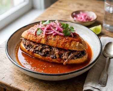 Mexican Beef Torta Ahogada | Juicy Street Sandwich