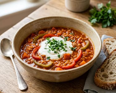 Red Lentil Paprikash with Sour Cream and Vegetables | Creamy Autumn One-Pot