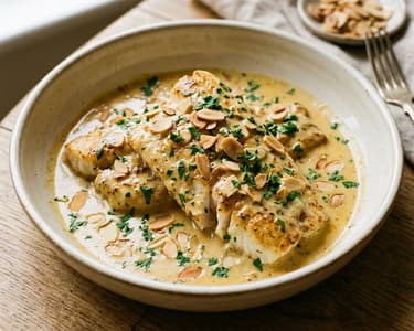 Spanish hake in almond sauce | Merluza en salsa de almendras