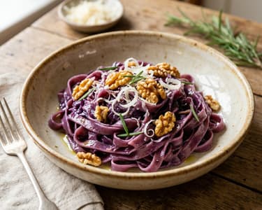 Lilakáposztás tagliatelle | Olasz tészta pirított dióval