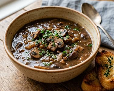 Burgundy Red Wine Mushroom Soup | Rich French Soup