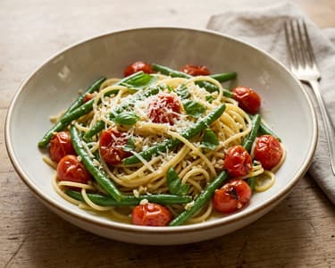 Dél-olasz paradicsomos zöldbabos spagetti | 20 perces friss tészta