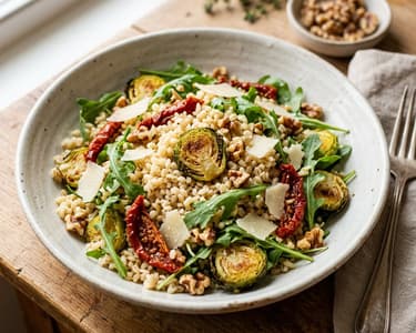 Tuscan Roasted Brussels Sprout Bulgur Salad | Italian Autumn Grain Bowl