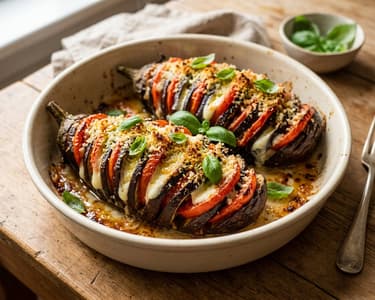 Italian Baked Eggplant Fan | Baked with Mozzarella