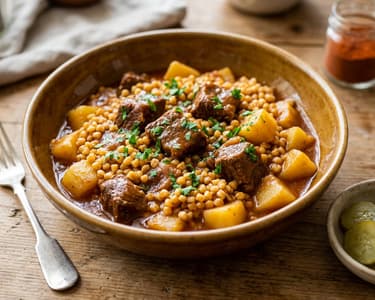 Tarhonyás marhahús | Omlós ragu pirított tarhonyával