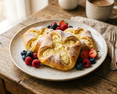 Old-fashioned curd cheese bundles | Soft yeast dough homemade breakfast