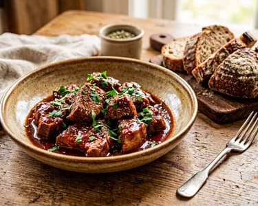 Greek Pork Afelia | Tender Red Wine Pork Stew