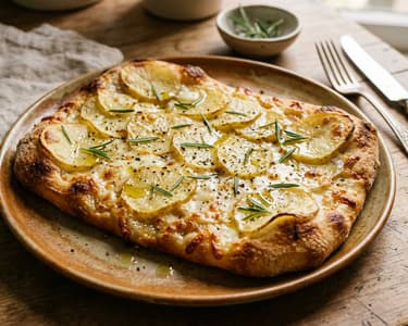 Roman smoked cheese and potato pizza | Pizza con patate