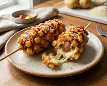 Korean Potato Chicken Corn Dog (Gamja Hot Dog) | Crispy Street Food