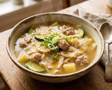 Korean Dak Sujebi | Hand-Torn Noodle Chicken Soup