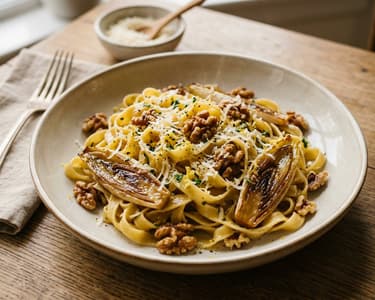 Caramelised Chicory Tagliatelle | Italian Pasta with Walnuts