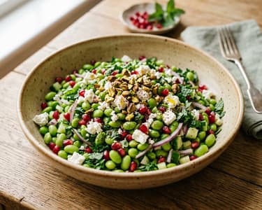Middle Eastern Spiced Edamame Salad | With Feta and Pistachios