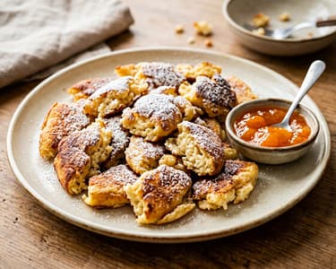 Curd cheese Kaiserschmarrn with apricot jam
