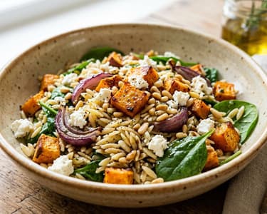 Italian Roasted Sweet Potato Orzo Salad | Colorful Autumn Grain Bowl