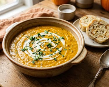 Pumpkin hunter's sauce with bread dumplings | Creamy autumn vegetable dish