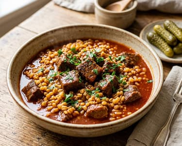 Homestyle Beef with Tarhonya | Tender Beef with Toasted Tarhonya