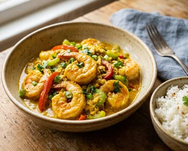 Goong Pad Pong Karee | Creamy Yellow Curry Shrimp