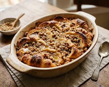 Leftover walnut bread pudding | Fragrant baked favorite