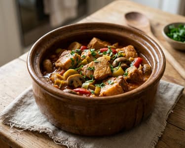 Balkan Pork Kavarma | Tender Pork Stew with Mushrooms and Leeks