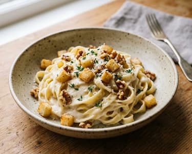 Krémes zelleres tagliatelle | Ropogós pirított dióval