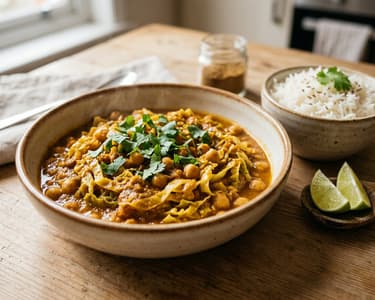 Savoy Cabbage and Chickpea Curry | Spiced Indian One-Pot